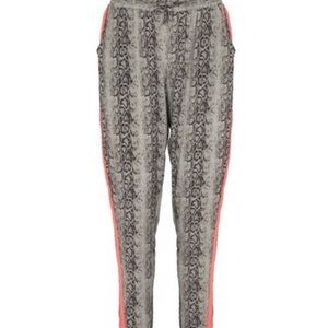 Custommade snake print neon stripe silk pants